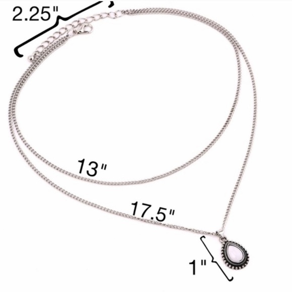 Double Layer Dainty Water Drop Moonstone Necklace - Picture 6 of 6